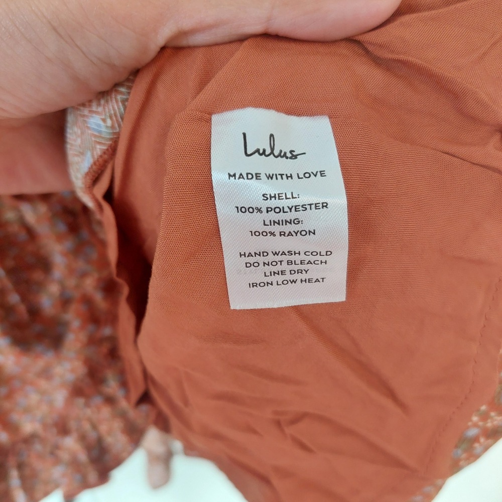 Lulus Admire You Orange Floral Print Ruffled Long Sleeve Mini Dress Size Medium‎ - Picture 6 of 10